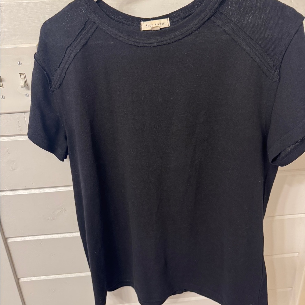 Shop Stevie Black Short Oversize Sleeve Tee